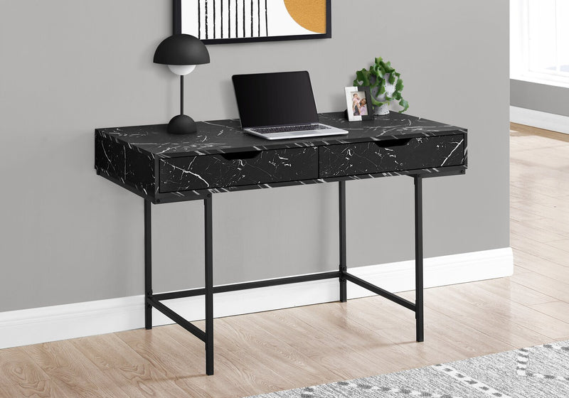 Butler 47.25\" Office Desk with 2-Drawers - Black Marble Look