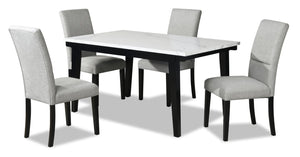 Verona 5pc Dining Set with Table & 4 Chairs, Culture Marbled Top, 60