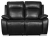 Kora Genuine Leather Power Reclining Loveseat - Black