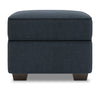 Made in Canada Customizable Sofa Lab Roll 24\" Linen-Look Fabric Ottoman - Luna Sailor Blue