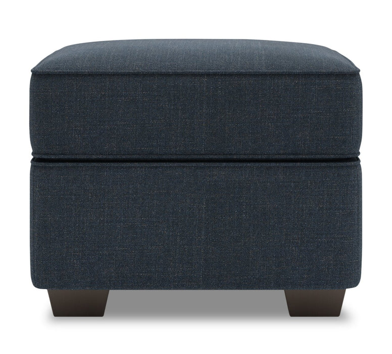 Made in Canada Customizable Sofa Lab Roll 24\" Linen-Look Fabric Ottoman - Luna Sailor Blue