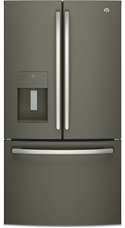 GE 25.5 Cu. Ft. French-Door Refrigerator with Exterior Ice and Water - GFE26JMMES - Refrigerator in Slate