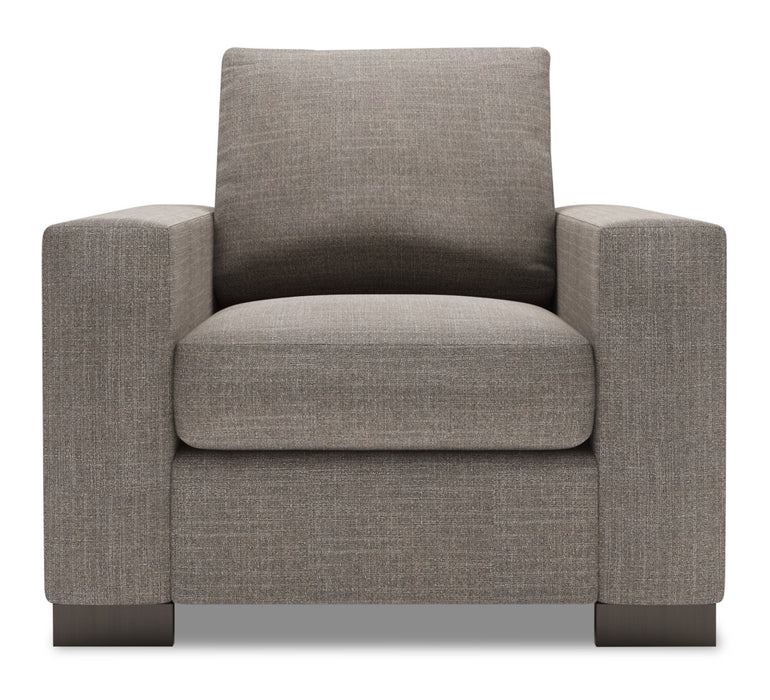 Made in Canada Sofa Lab Customizable Track 38\" Linen-Look Fabric Chair with Track Arms - Luna Smoke Grey