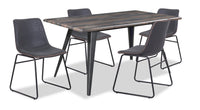 Amos 5pc Dining Set with Table & 4 Chairs, Metal, 60