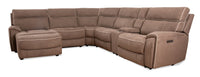 Newport 6-Piece Faux Suede Left-Facing Power Reclining Sectional - Taupe 