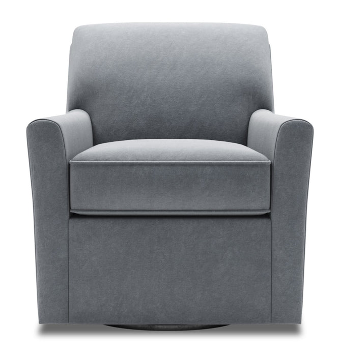 Made in Canada Sofa Lab Customizable Swivel 31\" Fabric Accent Chair - Grey Velvet
