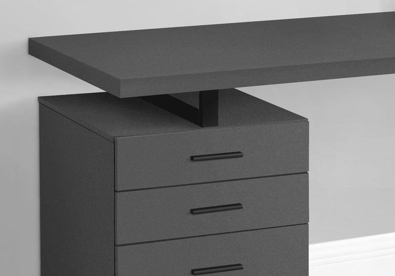 Clayton 47.25\" Reversible Office Desk with 3-Drawers - Dark Grey