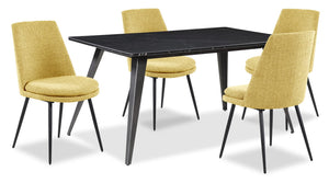 Nico 5pc Dining Set with Table & 4 Fig Chairs, Sintered Stone Top, Metal, 60