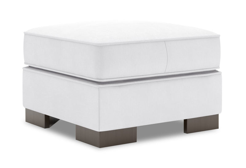 Made in Canada Customizable Sofa Lab Track 24\" Linen-Look Fabric Ottoman - Pax Ice White