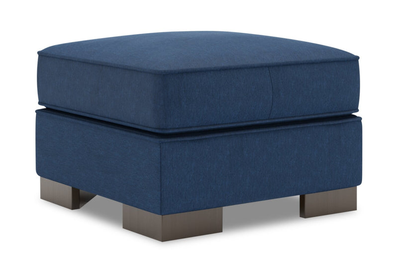Made in Canada Customizable Sofa Lab Track 24\" Linen-Look Fabric Ottoman - Pax Navy Blue