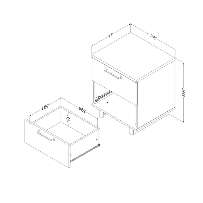 Everley Bedside 2-Drawer Nightstand with USB Ports, 19.5\"W x 22.5\"- Brown