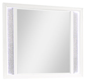 Ava Bedroom Dresser Mirror with LED Light, Glam - White