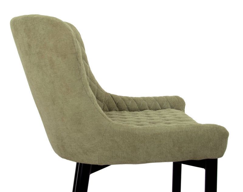 Demi Barstool with Velvet-Like Fabric, Metal - Green