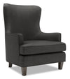 Made in Canada Sofa Lab Customizable Wingback 32\" Linen-Look Fabric Accent Chair - Luna Kohl Grey