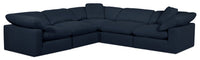 Eclipse 5-Piece Linen-Look Fabric Modular Sectional - Navy 