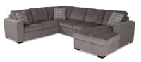 Legend 3-Piece Right-Facing Chenille Sleeper Sectional Sofa - Pewter 