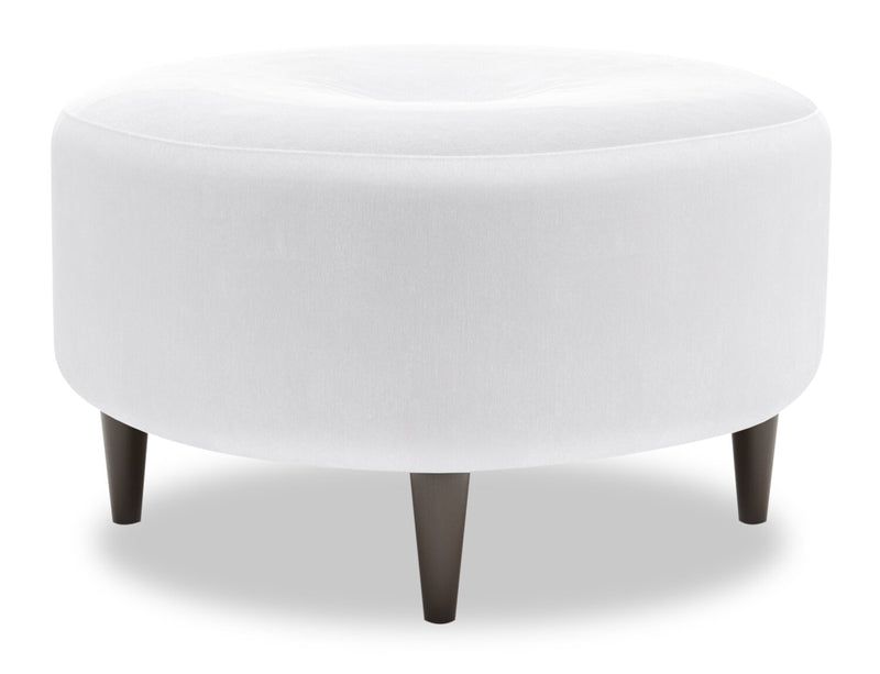 Made in Canada Customizable Sofa Lab The Curve 31\" Linen-Look Fabric Ottoman - Pax Ice White