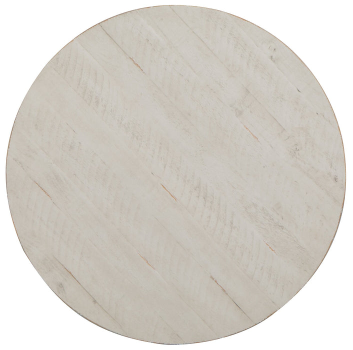 Bronwyn 22\" Traditional Round End Table with Shelf - Alabaster Pine with Scroll Design Wood Base