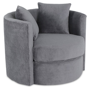 Petite Chenille Swivel Cuddler Chair - Plush Thunder