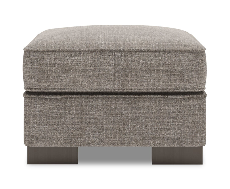 Made in Canada Customizable Sofa Lab Track 24\" Linen-Look Fabric Ottoman - Luna Smoke Grey