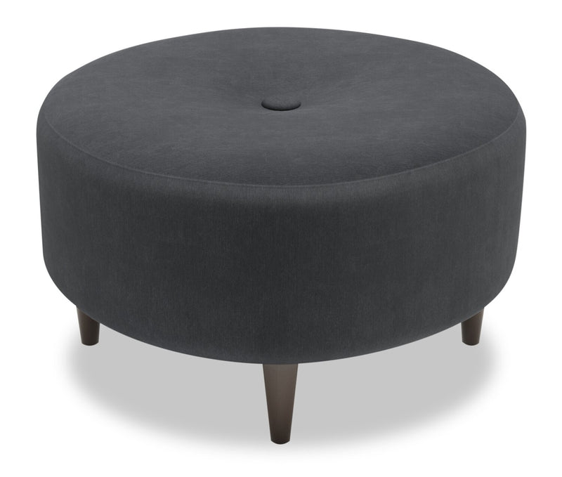 Made in Canada Customizable Sofa Lab The Curve 31\" Linen-Look Fabric Ottoman - Pax Pepper Grey