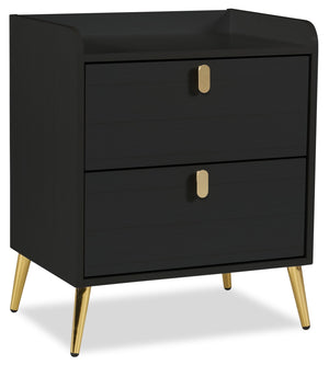 Gabi Bedside 2-Drawer Nightstand with Gold Accent, 21.5