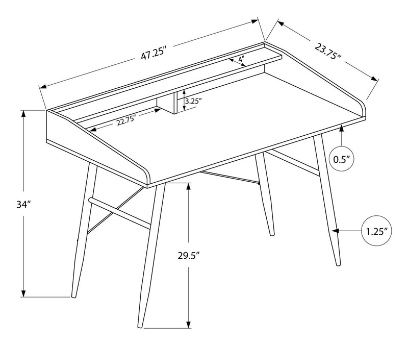 Jeremy 47.25\" Office Desk with Small Hutch - Black Marble-Look