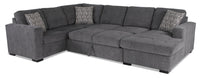 Legend 3-Piece Right-Facing Chenille Sleeper Sectional Sofa - Pepper 