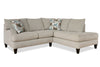 Made in Canada Nofia 2-Piece Right-Facing Chenille Fabric Sectional with  Accent Pillows and Wood Legs - Linen Beige