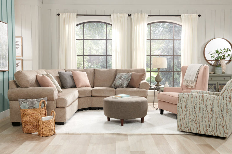 Made in Canada Sofa Lab Customizable Wingback 32\" Linen-Look Fabric Fabric Accent Chair - Pax Rose Pink