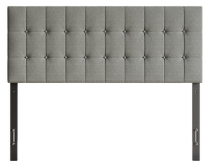 Ellis Upholstered Headboard in Grey Fabric, Button Tufted - Full Size