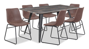 Amos 7pc Dining Set with Table & 6 Chairs, Metal, 60