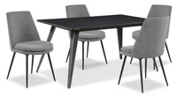 Nico 5pc Dining Set with Table & 4 Fig Chairs, Sintered Stone Top, Metal, 60