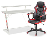 Sparta Gaming Desk and Racer Gaming Chair Package - White 