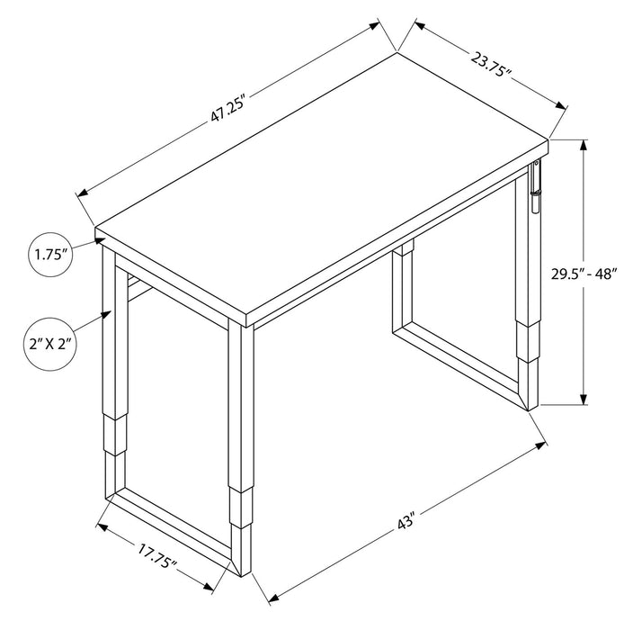 Kai 47.25\" Adjustable Height Office Desk - Black/Silver