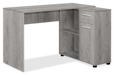 Bristol 46" L-Shaped Computer Office Desk with Shelves, Drawer & Cabinet - Grey|Bureau d’ordinateur en forme de L Bristol de 46 po avec tablettes, tiroir et armoire - gris