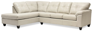 Made in Canada Addison 2-Piece Left-Facing Faux Leather Sectional with Removable Seat Cushions - Beige