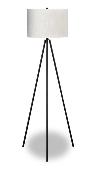 63" Black Metal Tripod Floor Lamp|Lampe à pied de type trépied de 63 po en métal noir