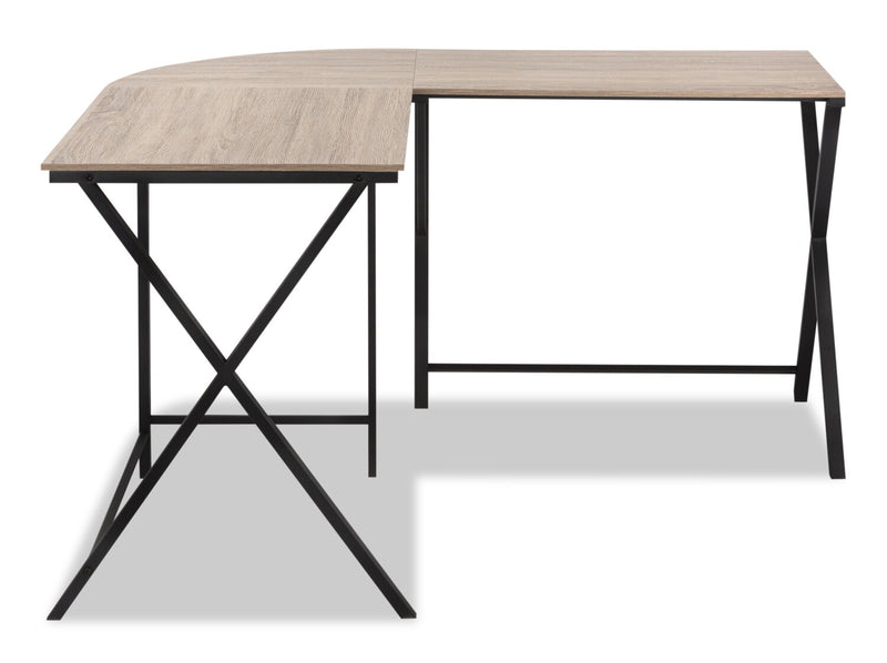 Lidia 55.25\" L-Shaped Corner Office Desk - Taupe 