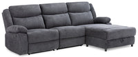 Alina 3-Piece Right-Facing Fabric Reclining Sectional with Storage and Drop-Down Console - Grey 