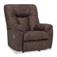 4703 Leather-Look Fabric Power Rocker Recliner - Ranger Coffee 