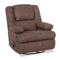 5598 Leather-Look Fabric Swivel Rocker Recliner - Columbus Mocha 