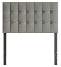 Ellis Upholstered Headboard in Grey Fabric, Button Tufted - Twin Size 