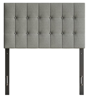 Ellis Upholstered Headboard in Grey Fabric, Button Tufted - Twin Size