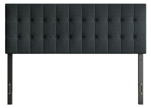 Ellis Upholstered Headboard in Charcoal Fabric, Button Tufted - Queen Size