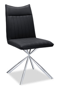 Ravi Dining Chair with Vegan-Leather Fabric, Metal - Black 