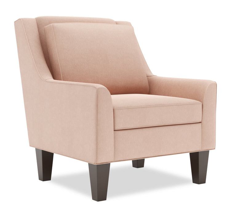 Made in Canada Sofa Lab Customizable Club 29\" Linen-Look Fabric Accent Chair with Wood Legs - Pax Rose Pink