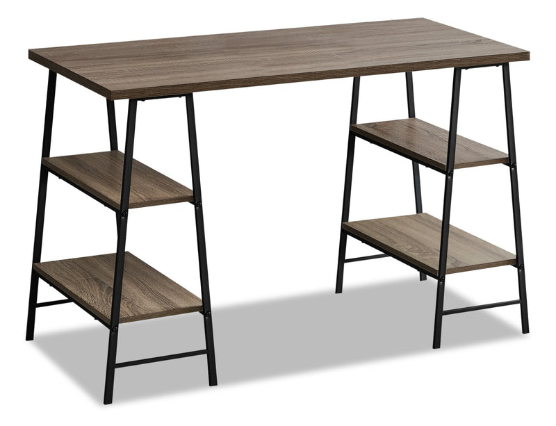 Jonnie 47.25\" Office Desk with Sawhorse-style Legs - Taupe
