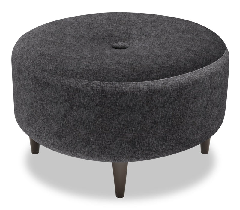 Made in Canada Customizable Sofa Lab The Curve 31\" Chenille Fabric Ottoman - Luxury Charcoal Grey