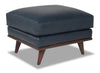 Vivia Top-Grain Genuine Leather Ottoman - Navy